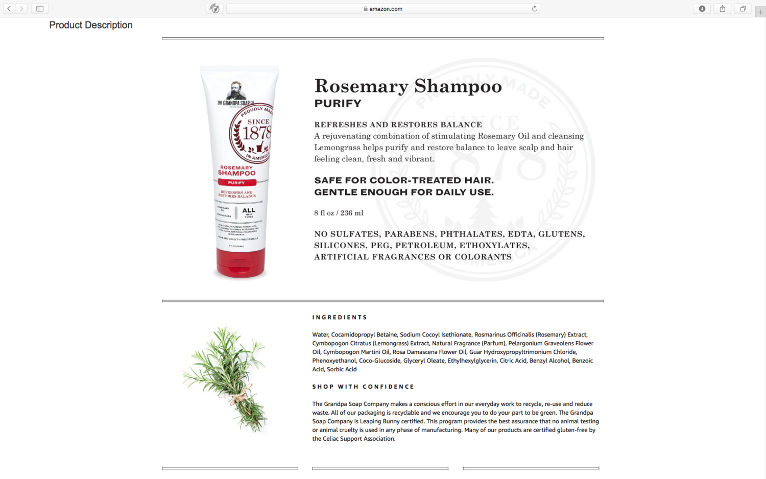 amazon website with grandpa soap co products